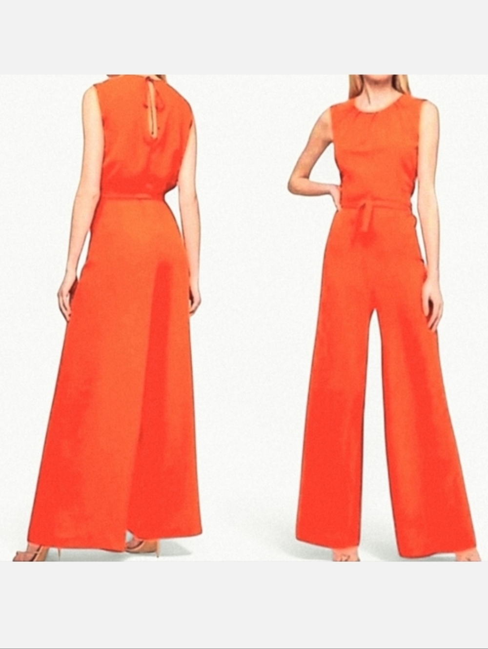 NWT Express Jumpsuit Wide Leg Sleeveless Tie Back Belted Waist Burnt Orange XS
